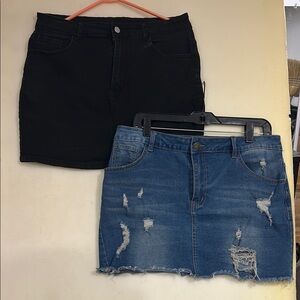 Stylish Black and Blue Denim Skirt Set